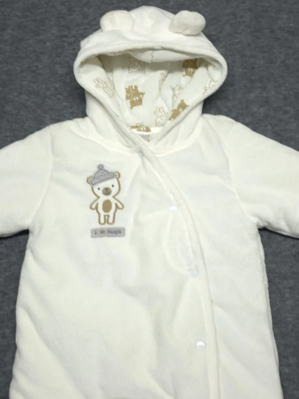 Just One You Carter's White Baby Bunting Bear Hood 3-6M Winter